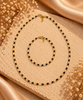 Parure en perles d’eau douce blanc nacré et œil de tigre brun avec séparateurs dorés – collier et bracelet assortis